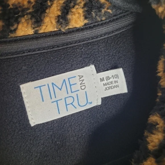 Teddy Leopard Print Zip Pullover Sweater - Picture 11 of 15